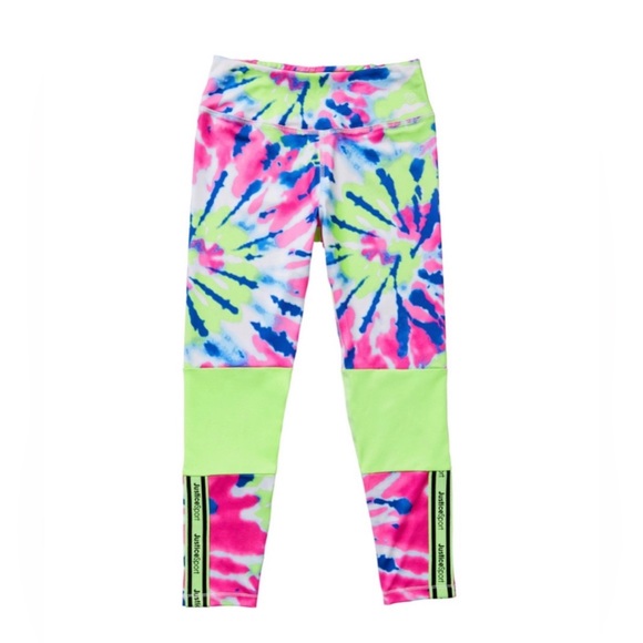 Justice Sport Girls Bright Tie-Dye Color Block Athletic Leggings - sz: L (12/14) - Picture 2 of 5